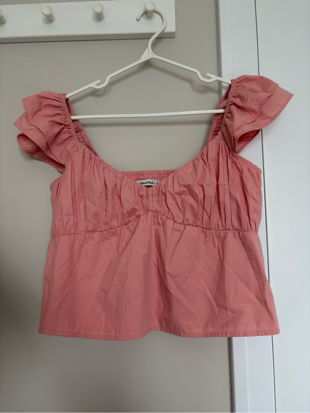 Abercrombie- Pink Ruffled Short Sleeve Top
